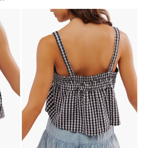 Free People Picnic Party Cropped Tank Top sz M - Picture 2 of 5